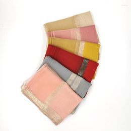 Scarves Cross-Border Thin Silk Wool Artificial Golden Edge Monochrome Women's Long Scarf Closed Toe Wholesale