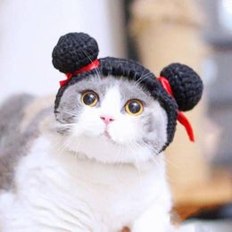 Dog Apparel Chinese Year Pet Headwear Funny Shape Cosplay Accessories Hand Knitting Cat Headdress Cap Puppy Headgear Costume Props