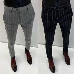 Men's Suits Classic Stripe Mens Formal Pant Business Office Social Trousers High Quality Men Korean Slim Fit Party Suit Pants