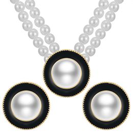 Necklace Earrings Set Imitation Pearl Pendant Necklaces And Choker Collar Wedding Party Elegant Jewellery