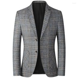 Men's Jackets Business Casual Plaid Coat 2023 Fashion Clothing Stripe Slim Fit Jacket Wedding Male Blazer Luxury Designer