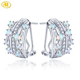 Hoop Huggie Natural Opal Solid Silver S925 Clip Earring 1 2 Carats Genuine Cabochon Gemstone Women Classic Fine Jewellery Casual Styles 230729