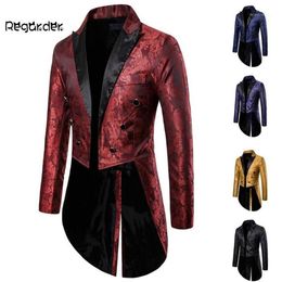 Men's Suits & Blazers Charm Mens Tailcoat Long Jacket Goth Steampunk Fit Suit Cardigan Coat Cosplay Praty Single Breasted Swa294y