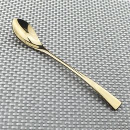 Spoons 6Pcs Long Ice Scoop For Tea Coffee Drink Juice 18/10 Stainless Steel Stirring Spoon Set Black Gold Silver Handle