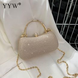 Evening Bags Fashion Gold Diamond Evening Bags Luxury Handbag Elegent Chain Women Shoulder Crossbody Bag Wedding Party Clutch Bags Pouch 230729