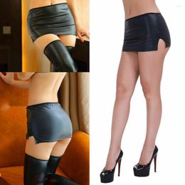 Skirts Sexy Women's Faux Leather Erotic Skirt Night Club Party Clubwear Ladies Slim Dance Costumes Female Gothic Miniskirts