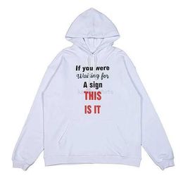 Premium 100% Cotton EU Size Vetements graphic hoodies men with Red Label Sticker for Men and Women - High Street Streetwear for Autumn and Winter Pullover