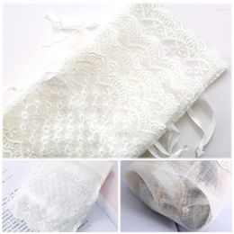 Gift Wrap Mesh Bags Embroided Drawstring Bag White Lace Packaging DIY Storage Pouch Wedding Party Boxes
