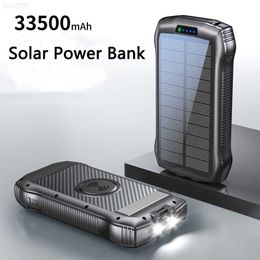 Cell Phone Power Banks 33500mAh 10W Qi Wireless Charging Solar Power Bank PD20W Fast Portable Charger Powerbank for iPhone 14 13 Samsung iPad Poverbank L230728