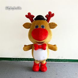 Winter Christmas Parade Performance Walking Inflatable Reindeer Costume Cute Wearable Blow Up Little Elk Suits For Xmas Events227a