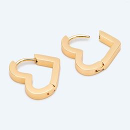 Hoop Earrings 4pcs Heart Huggie 18K Gold Plated Stainless Steel Earring Components (GB-2743)