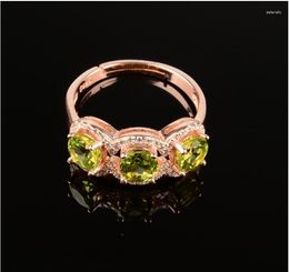 Cluster Rings Peridot Ring 5mm Gem 3 Women Natural 925 Sterling Silver Wholesale Fine Jewellery Gemstone