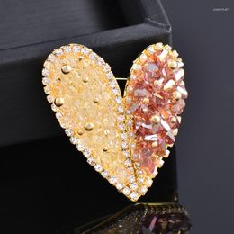 Brooches SINLEERY Korean Style Blue Pink Crystal Heart Brooch Pin Women's Fashion Jewelry XZ172 SSB