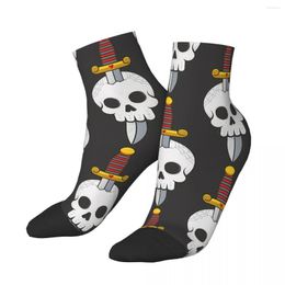 Men's Socks Funny Ankle Traditional Style Skull And Knife Tattoos Art Street Casual Crew Sock Gift Pattern Printed