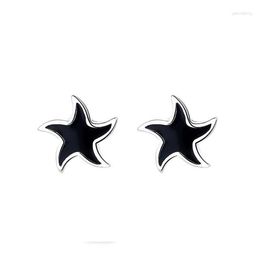 Stud Earrings A009R ZFSILVER S925 Silver Korean Fashion Trendy Design Elegant Creative Retro Black Star Charm Jewellery Party For Women