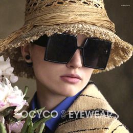 Sunglasses 2023 Vintage Black White Square Women Ladies Trendy Designer Oversized Sun Glasss Female Frame Shades