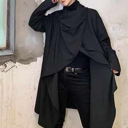 Men's Trench Coats Mens Korean Fashion Long Sleeve Scarf Collar Ponchos Solid Cloak Vintage Irregular Outwear Jackets Men Streetwear
