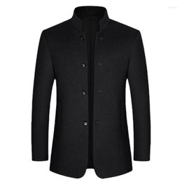 Men's Suits Male Fit Blazers Jackets And Coats Men Woollen Overcoats Cashmere Stand-up Collar Business Casual 4