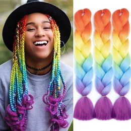 Jumbo Braiding Hair Extension 24Inch ombre Color Synthetic Crochet Braids Hair High Temperature Fiber Twist Braids Extensions for Woman J3