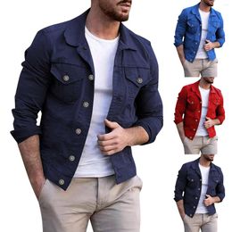 Men's Jackets Mens Fashion Denim Coat Casual Solid Colour Jacket Cardigan Outdoor Work Travel Men Vintage Winter