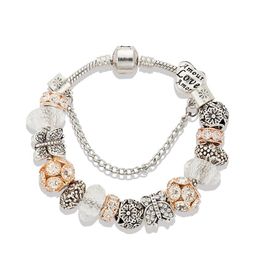 Elegant Butterfly CZ Diamond Beaded Bracelet Luxury Designer for Pandora Silver Plated High Quality DIY Beaded Bracelet Original B211l