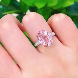 Cluster Rings HOYON S925 Silver Color Jewelry 3 Zircon Princess Pink Diamond Women's Ring Luxury Wedding Party Opening Gift Box