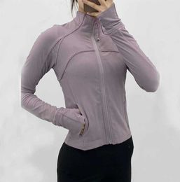 lulus Yoga Outfits Long Sleeve Cropped Sports Jacket LU-38 Women Zip Fitness Winter Warm Gym Top Activewear Running Coats Workout Clothes Woman Breathable design666