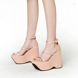 Sandals Wedge 2023 Summer Fashion High Heels Thick Sole Platform Shoes For Women Large Size Pink Peep Toe Women's