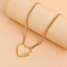 Pendant Necklaces Simple Woman Heart Necklace Women Chain Lovers Jewellery Wedding Gold Colour Trendy Kpop Party Metal Halskette