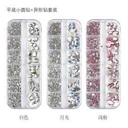 Nail Art Decorations 12Gird Box Multi Size ABColorful fix Rhinestones Flatback Crystal Diamond Gems 3D Glitter Nail Art Luxurious Decorations 230729