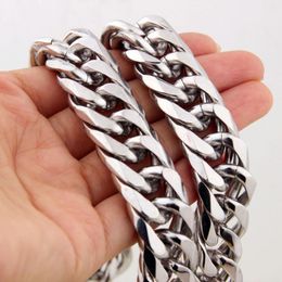 Chains 19/21mm Heavy Polished Men/Women Stainless Steel Silver Colour Cuban Curb Link Chain Necklace Or Bracelet Fashion Jewellery