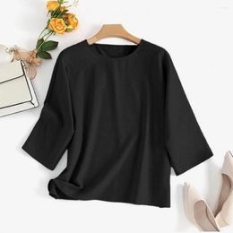Women's Blouses Super Soft Women Top Stylish Casual Shirt Blouse Breathable Scoop Neck Loose Fit 3/4 Sleeves Ladies