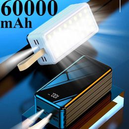Cell Phone Power Banks Power Bank 60000mAh Portable Charger 4 USB Powerbank with LED Light External Battery Pack Poverbank 60000 mAh for Mobile Phones L230824