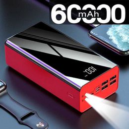 Cell Phone Power Banks 60000mAh Power Bank 4 USB PoverBank Portable External Battery Charger Powerbank 60000 mAh for Xiaomi Mi iPhone Samsung Poverbank L230728