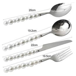 Dinnerware Sets Spoon Cutlery High Hardness Cutter Delicate Stainless Steel Faux Pearl Dinner Home Supplies