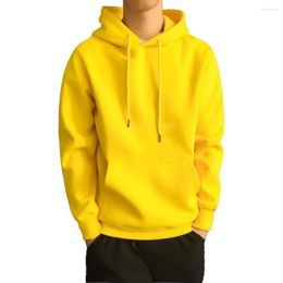 Men's Hoodies Men Hoodie Solid Colour Ribbed Cuff Autumn Winter Drawstring Warm Sweatshirt For Daily Wear