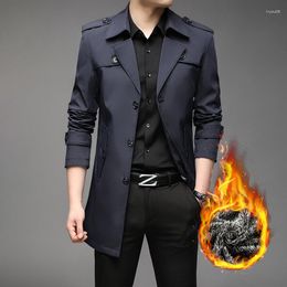 Men's Trench Coats Autumn And Winter Cashmere Thick Coat Young Men Leisure Handsome High-end British Wind Han Jacket