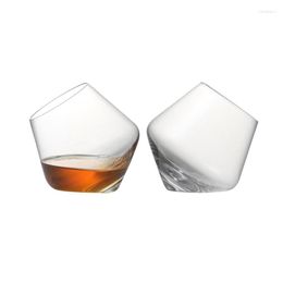 Wine Glasses Set Of 2 Lead Free Glass Stemless Tumbler For Roly-poly Design Whiskey Bar Friend Gift