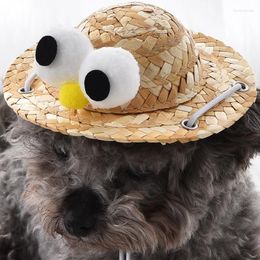 Dog Apparel Pet Cat Straw Woven Sun Hat Cap Supplies Cute Costume For Exquisite Practical Adjustable Mini Puppy Dogs