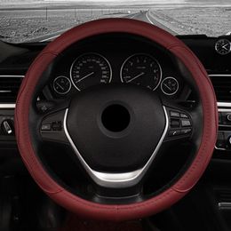 Steering Wheel Covers Universal Sport Leather Cover Car Needles And Braid Thread Genuine Anti Slip Soft Auto Accessories