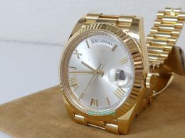 Luxury Wristwatch BRAND NEW Men's Automatic 18K Yellow Gold Day Date President 40mm Silver Roman 228238 Box Card