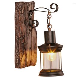 Wall Lamp Outdoor Antique LED Loft Wood Glass Restaurant Cafe Bar Sconces Vintage Industrial Retro Sconce For Bedroom