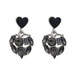 Dangle Earrings Simpl Fashion Metal Vintage Black Heart Gifts Crystal Glass Jewellery For Women 6950