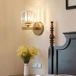 Wall Lamp Nordic Crystal Black Golden Indoor Light Fixture Bedside For Living Room 220v 110v E27 Bulb