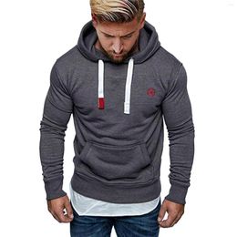 Men's Hoodies Solid Color Sweater Top Sweatshirt Autumn Winter Embroidery Long Sleeved Hooded Pullovers Soft Warm Sportwear