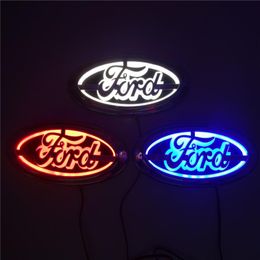 For Ford FOCUS 2 3 MONDEO Kuga New 5D Auto logo Badge Lamp Special modified car logo LED light 14 5cm 5 6cm Blue Red White185v