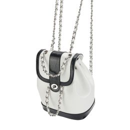 Barbie Designer Chain Backpack Bag - Retro Genuine Cowhide, High-end Design, Futuristic Sci-Fi Style - Luxury Dual-Shoulder Unique collage