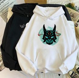 Men's Hoodies Genshin Impact Mask Fangs Graphic Men Kawaii Anime Hu Tao Sweatshirt Hip Hop Hoody Male