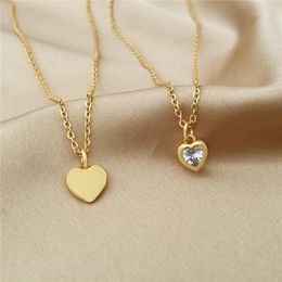 Pendant Necklaces 18K Gold Plate Top Quality Forever Love Heart Big Single Cz Charm Necklace Dainty Jewelry For Women Lady Valentine