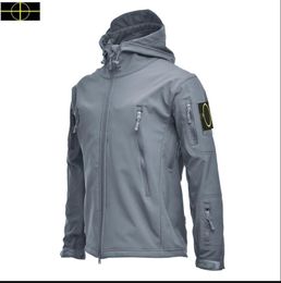 plus size coat Spring and Autumn Stone Men's Jacket island Stand Collar Hooded Solid Men's Casual Windproof Outdoor Is land Jacket Coat New XXXL23